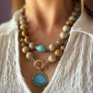Turquoise and Jasper Statement Necklace